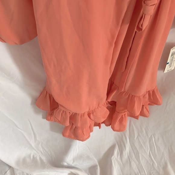 GB: Peach Ruffle Wrap Dress- Midi- High/low- XL - Picture 6 of 16